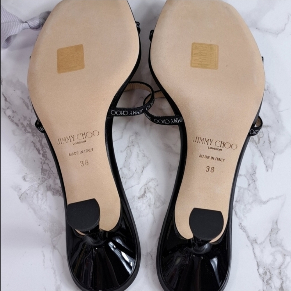 Jimmy Choo Ria 65mm Black Nappa Leather Mules Size 38 IT/EU - Picture 13 of 13